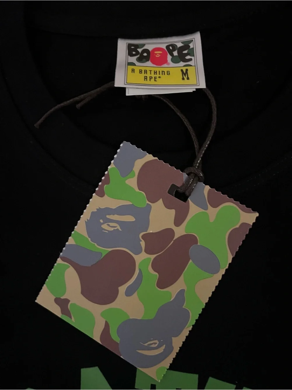 Bape A Bathing Ape Black and Cream Ape Head Graphic Shirt